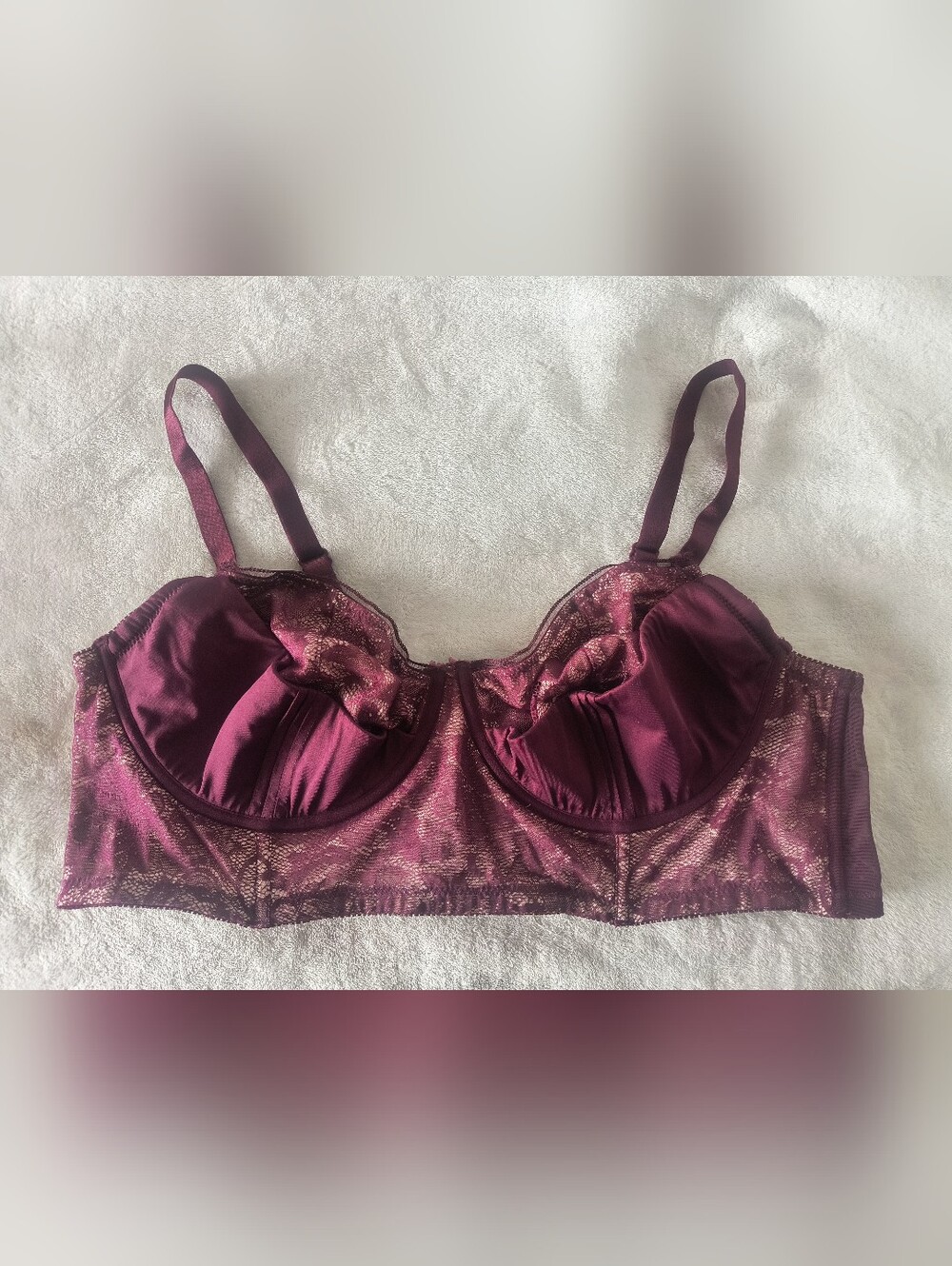 Torrid Curve Burgundy Longline Underwrite  Demi Cup Bra Sz 2